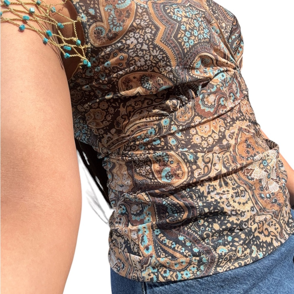 Vintage Y2K Misdemeanor Beaded Paisley Top